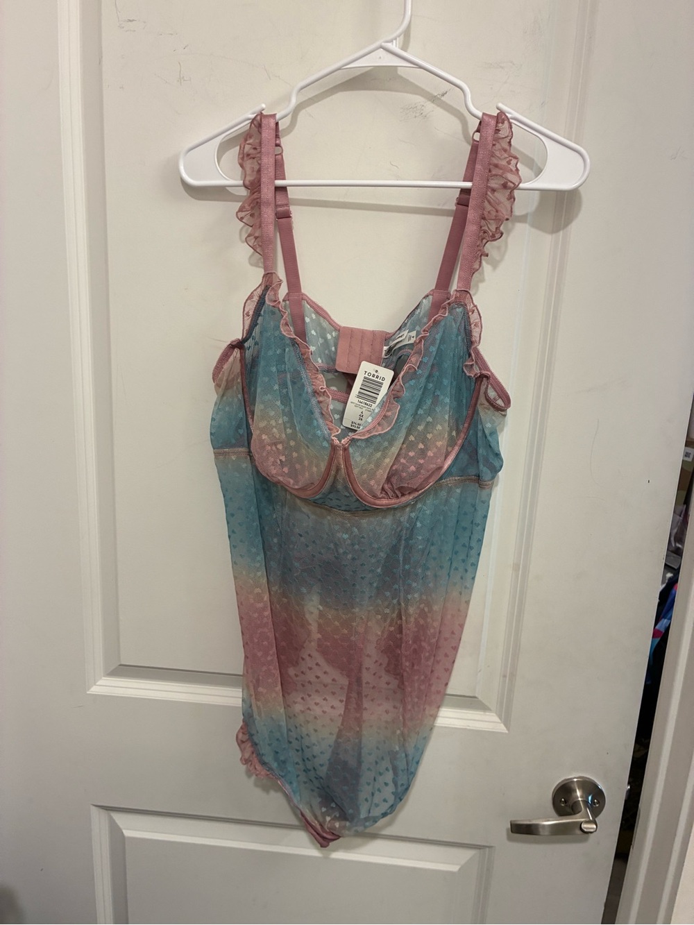 torrid Pink and Blue Ombre Sheer Lace Babydoll Chemise